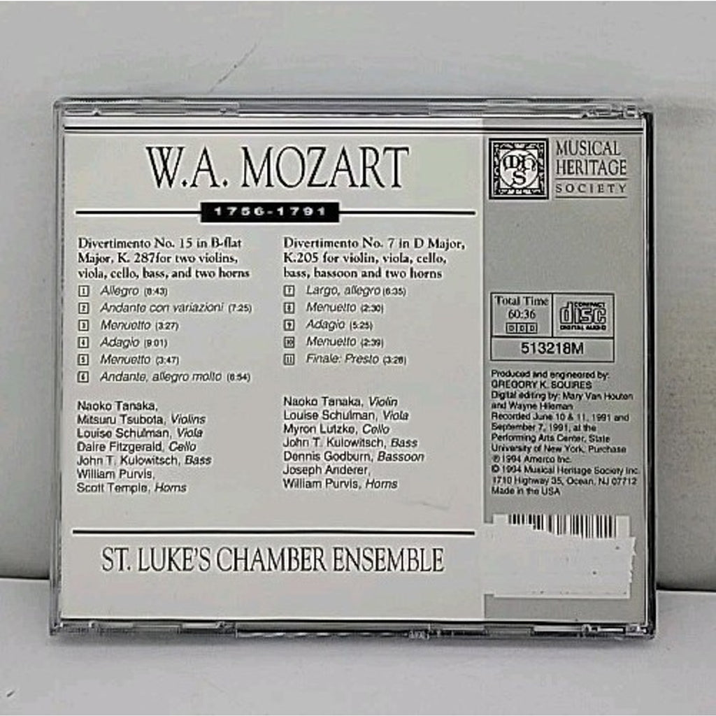 Mozart: Divertimenti K. 287 & K. 205 St. Luke's Chamber Ensemble CD