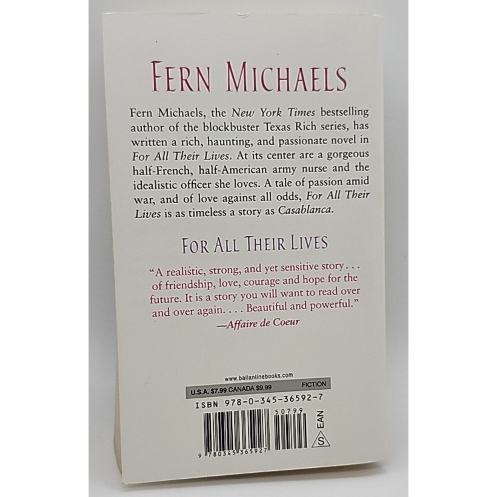 For All Their Lives : A Novel by Fern Michaels (1992, Mass Market)
