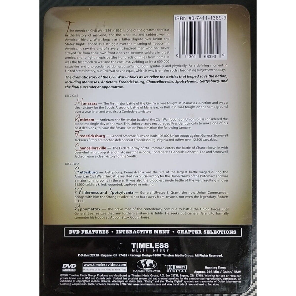 US Civil War Battlefields DVD (2008) cert E 2 discs
