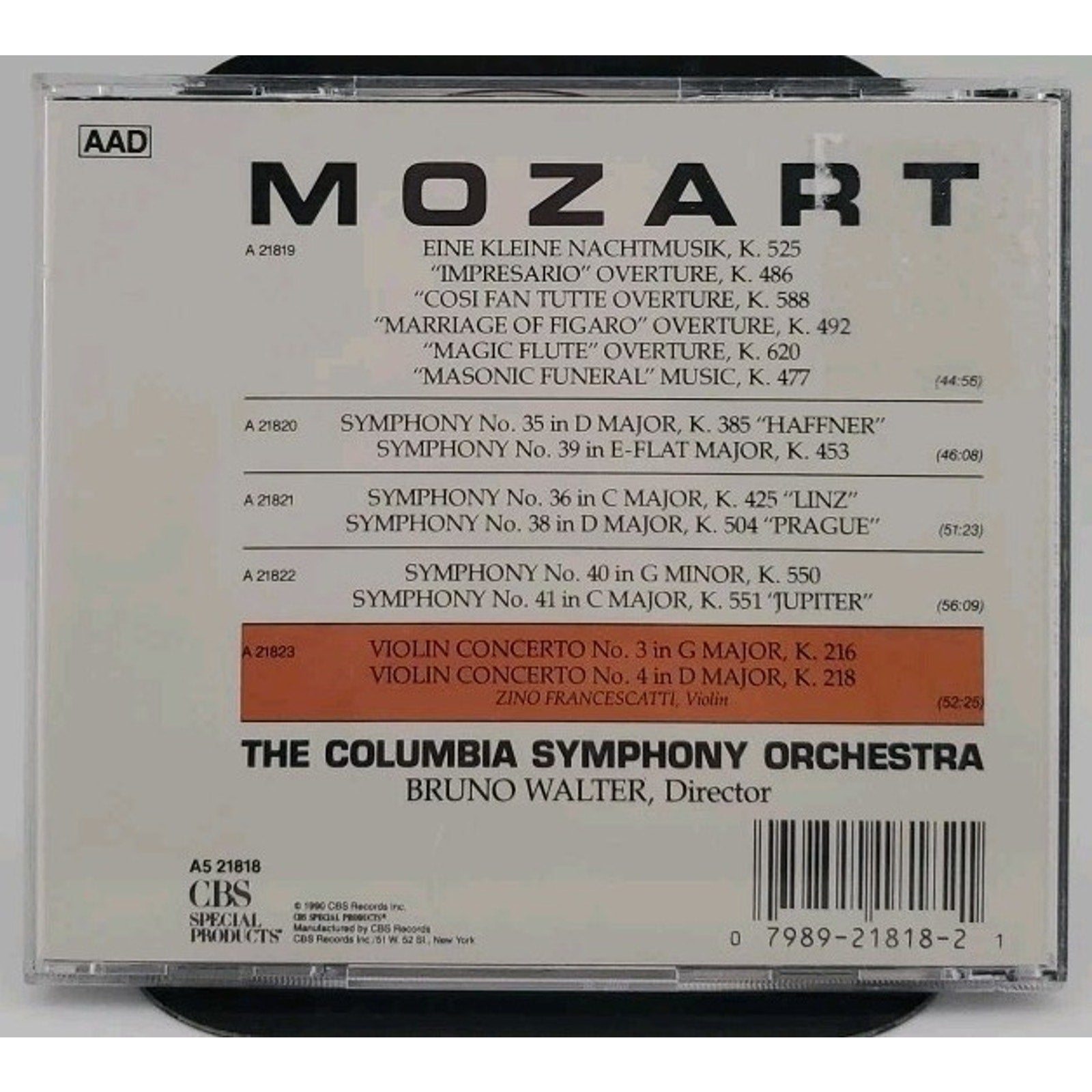 Various Artists : Mozart 1756-1791 Columbia Symphony Orchestra (CD)