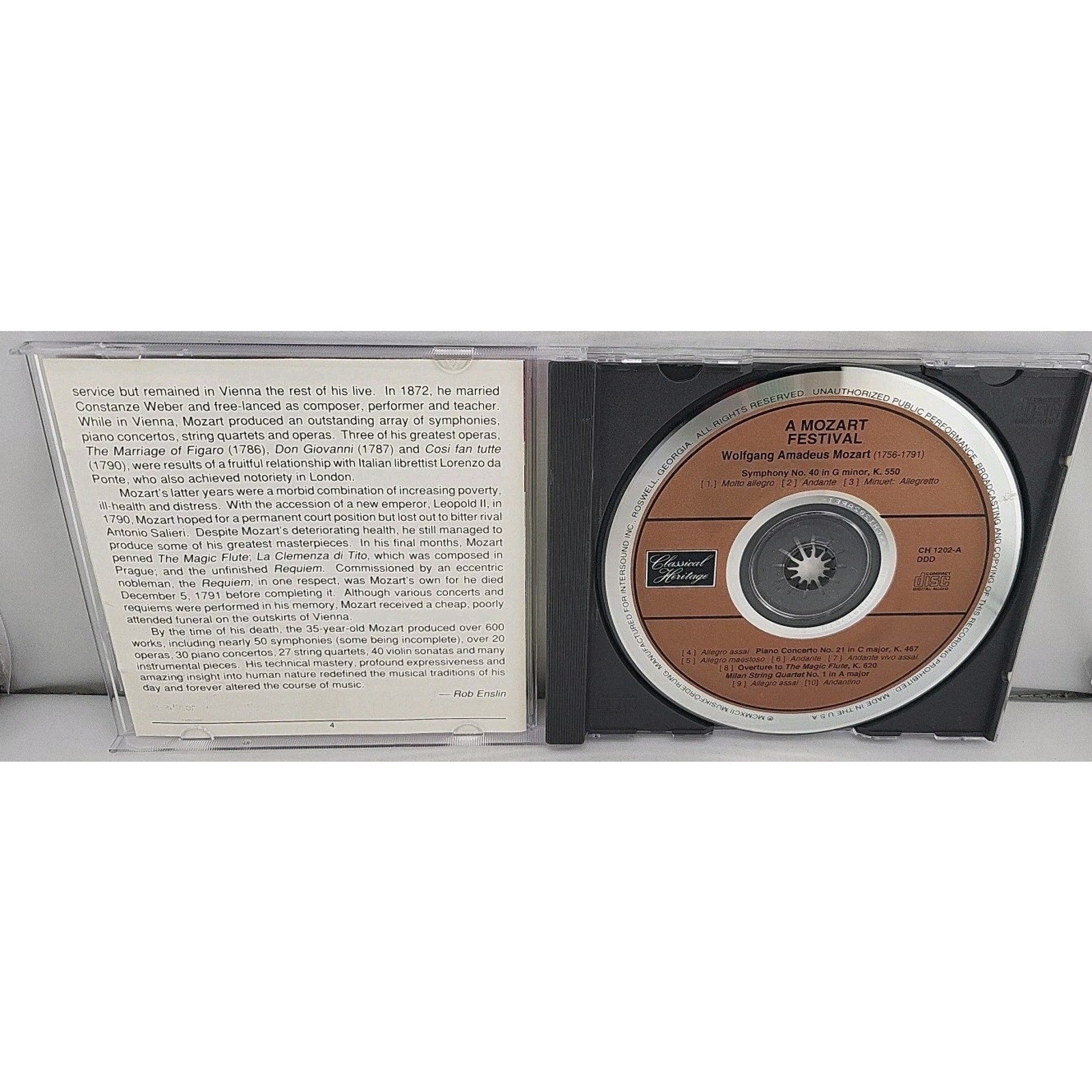 Wolfgang Amadeus Mozart - A Mozart Festival (CD, 4 Discs, 1991)