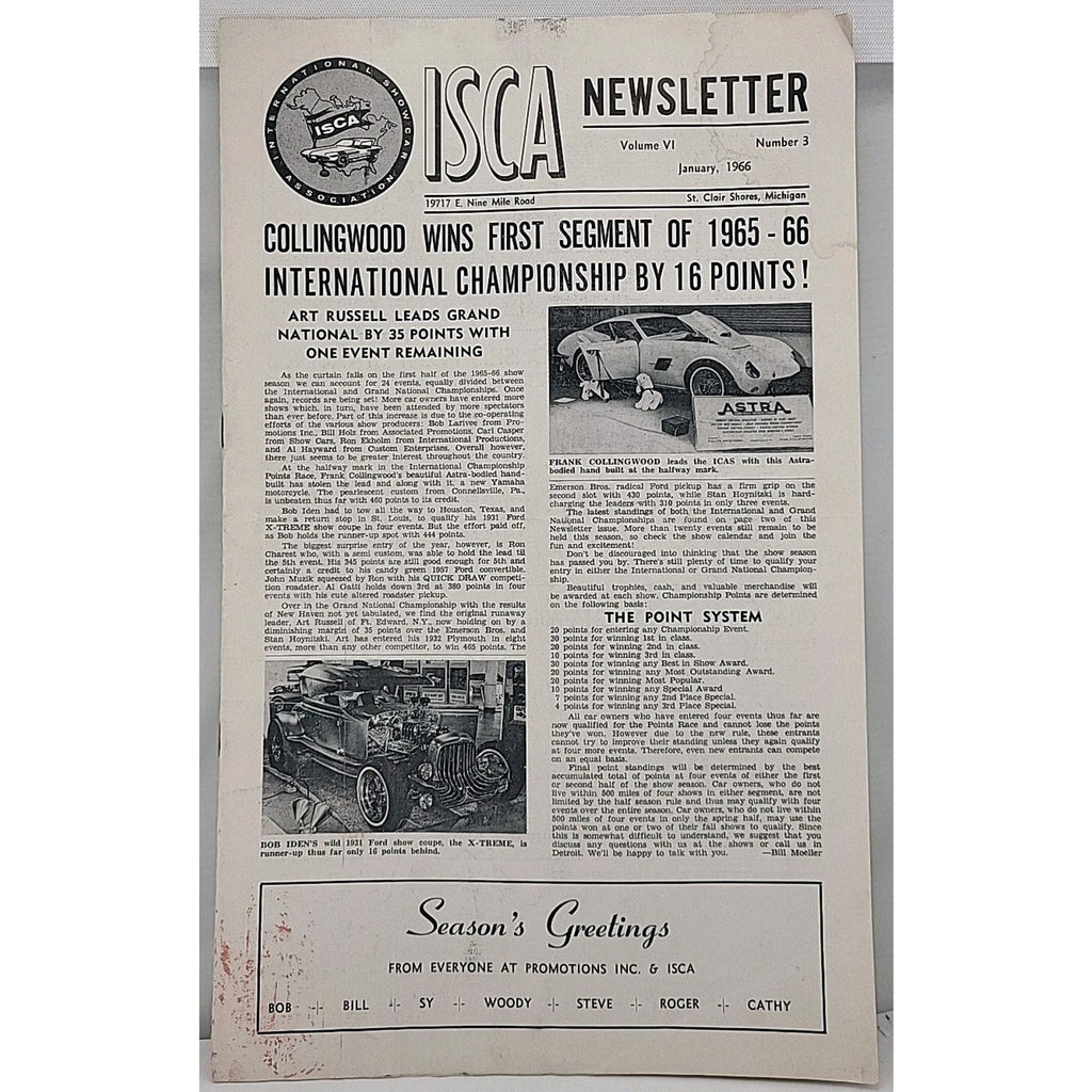 ISCA Newsletter January 1966 Volume VI Number 3