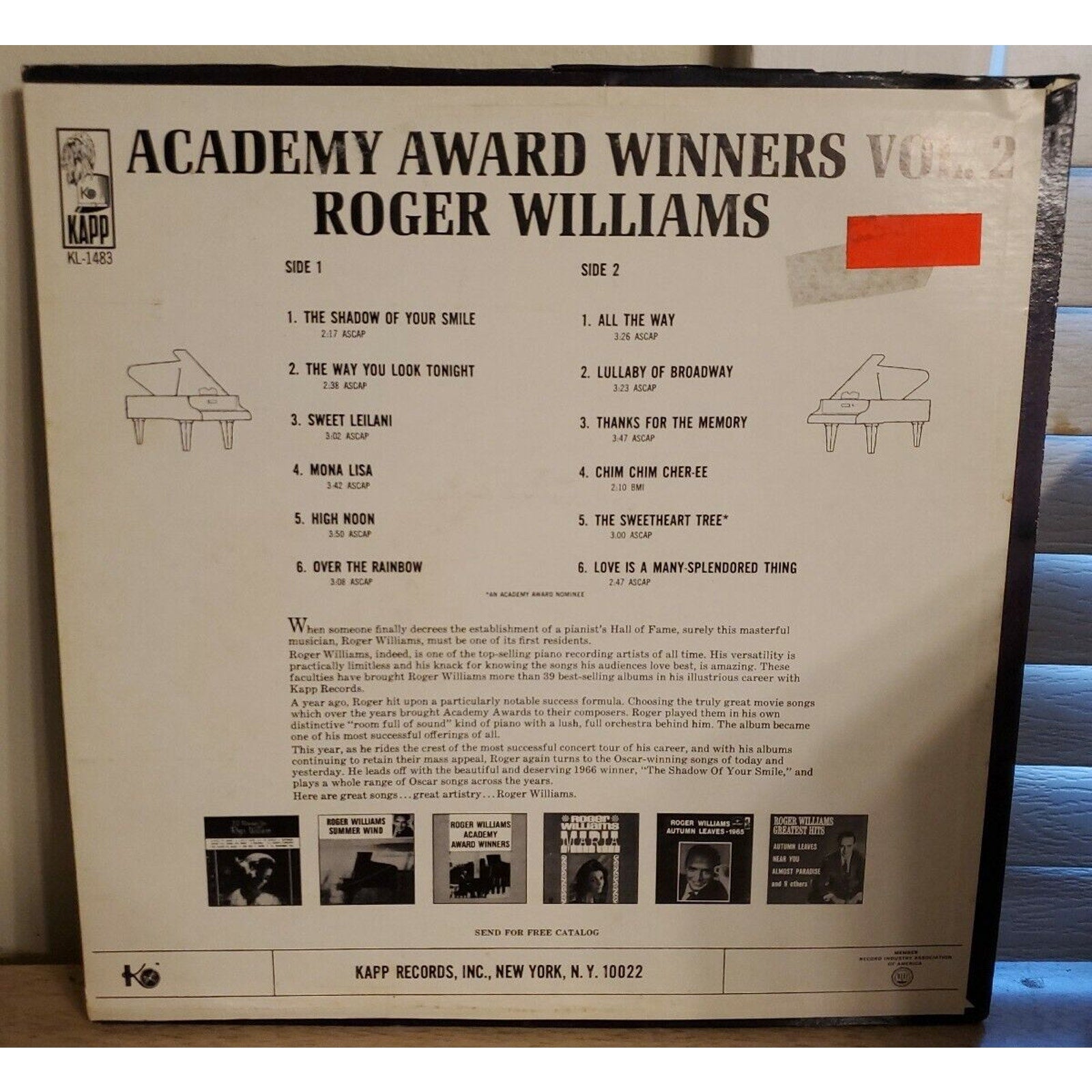 Roger Williams - Academy Award Winners - Vol 2 (Record)