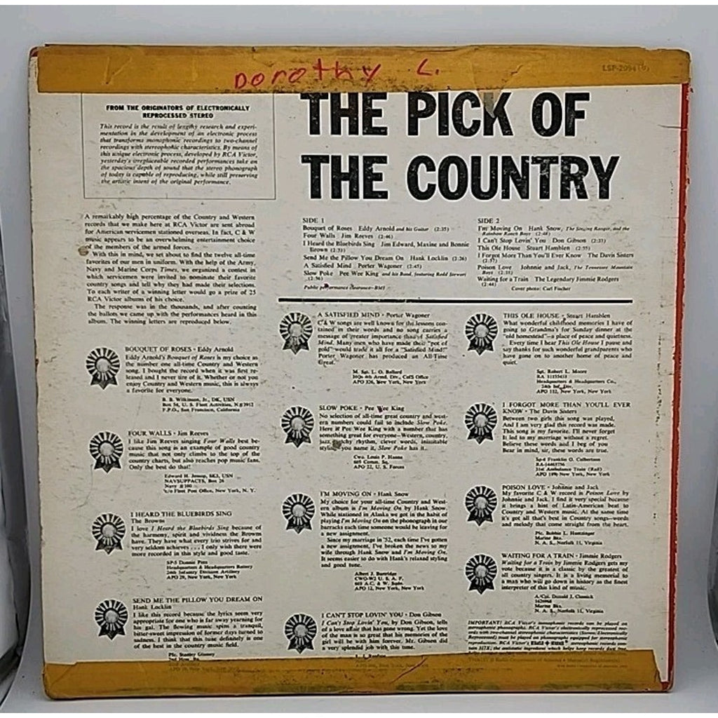 The Pick Of The Country Vinyl Record 1960 RCA Victor LPM‑2094