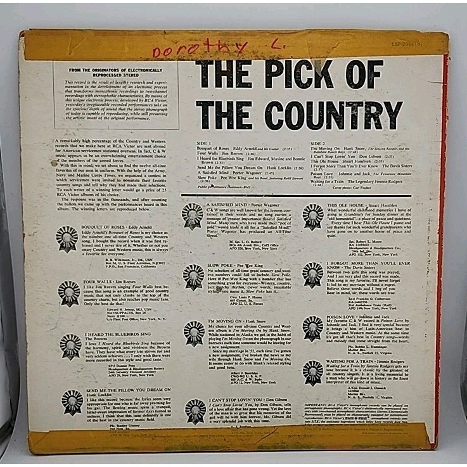 The Pick Of The Country Vinyl Record 1960 RCA Victor LPM‑2094