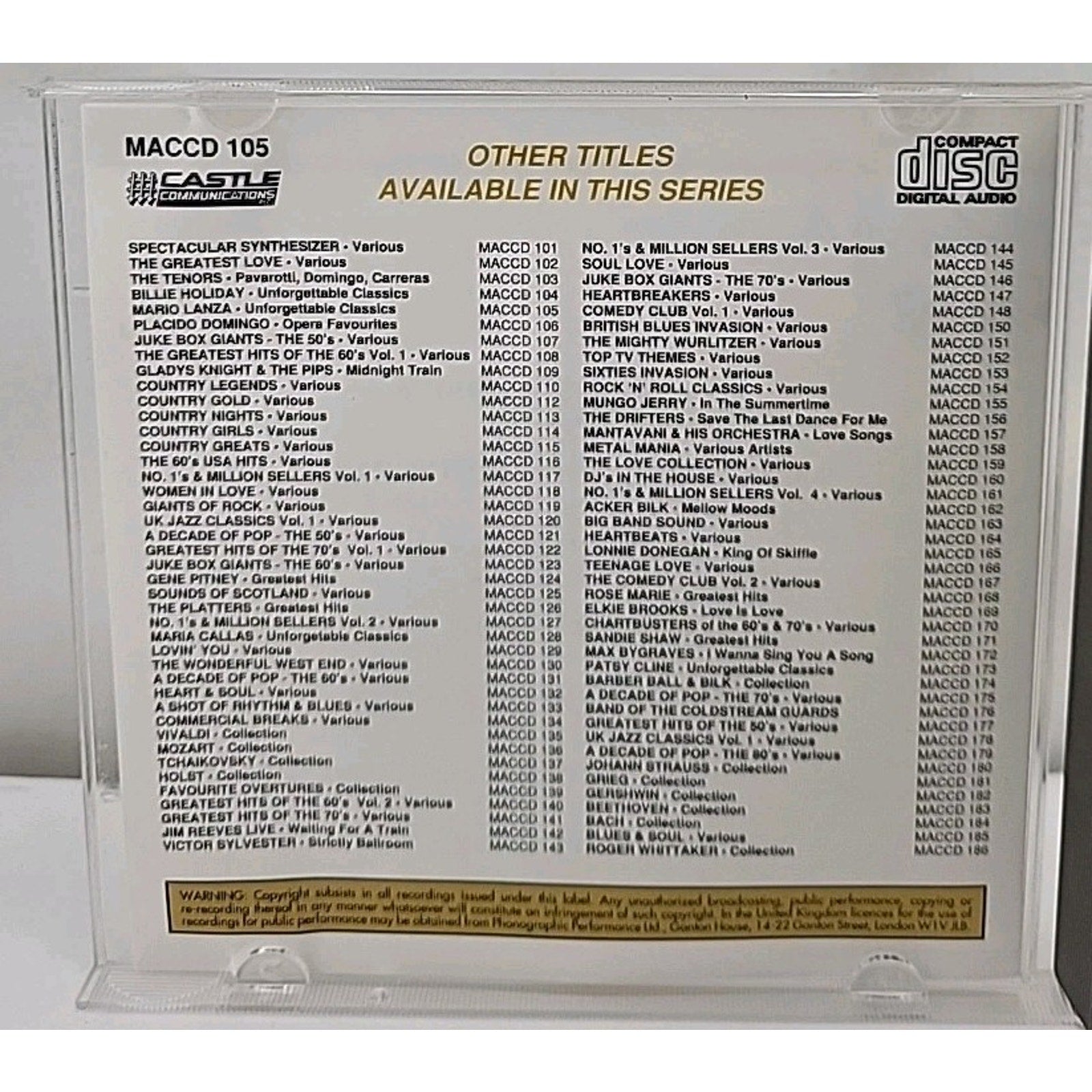 In Concert - Music CD - Lanza, Mario - 1998-02-18 - Castle