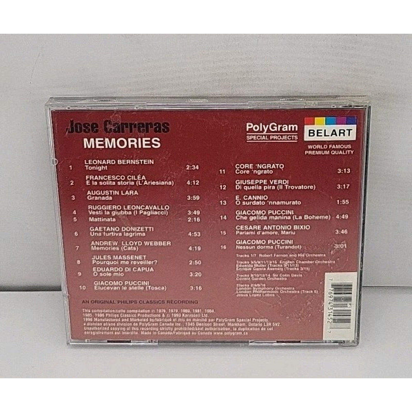 Jose Carreras Memories CD