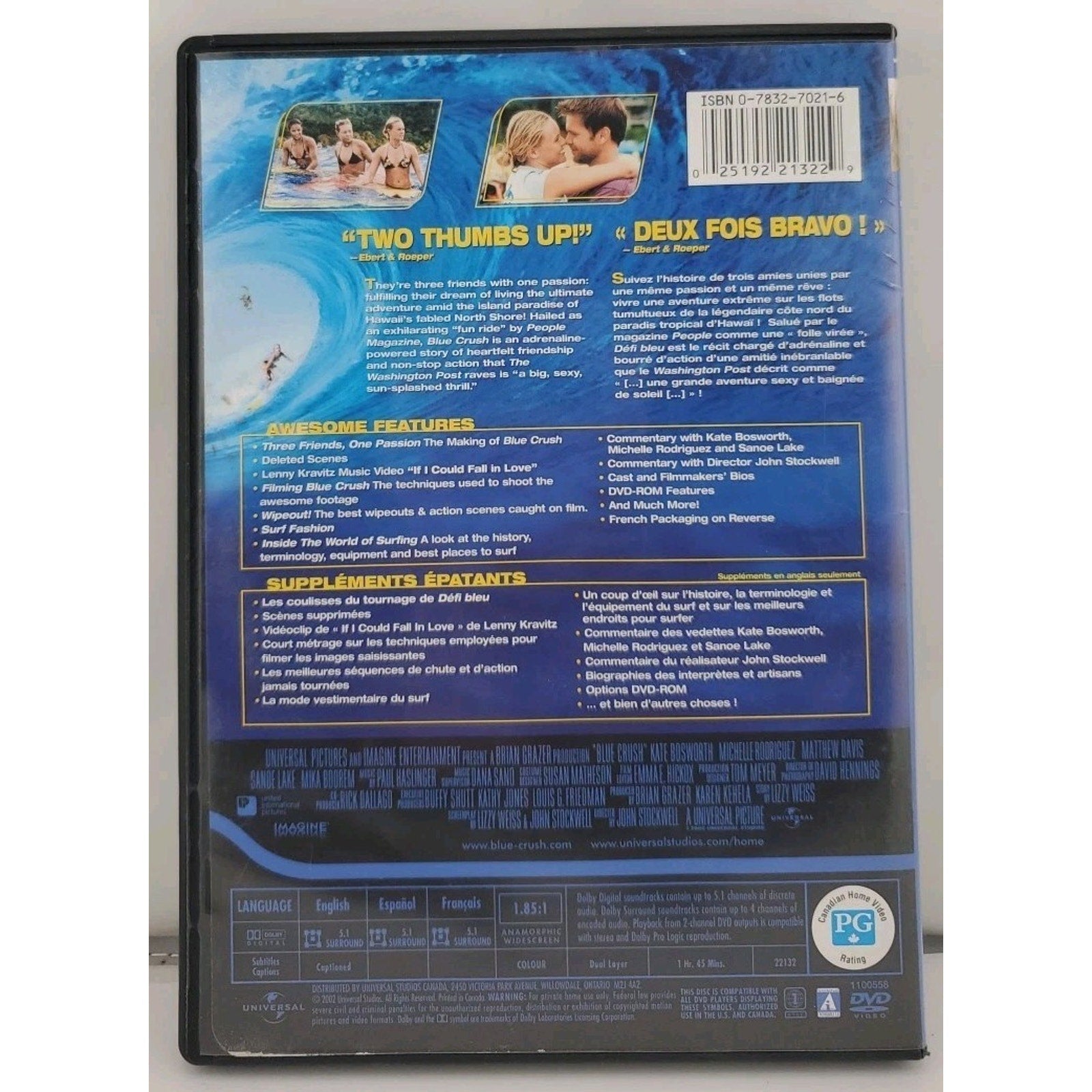 Blue Crush (Canadian DVD, 2002)