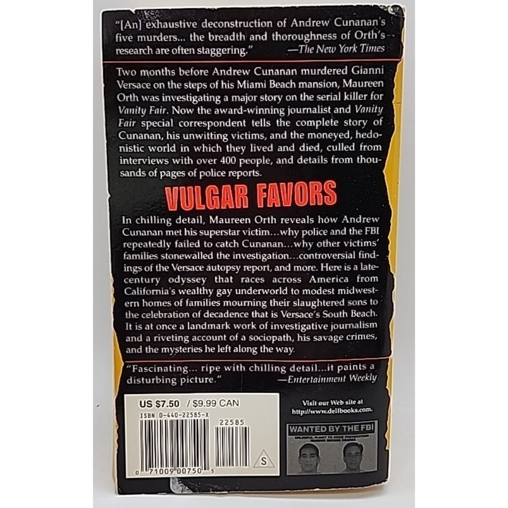 Vulgar Favors : The Assassination of Gianni Versace by Maureen Orth (2000, Mass