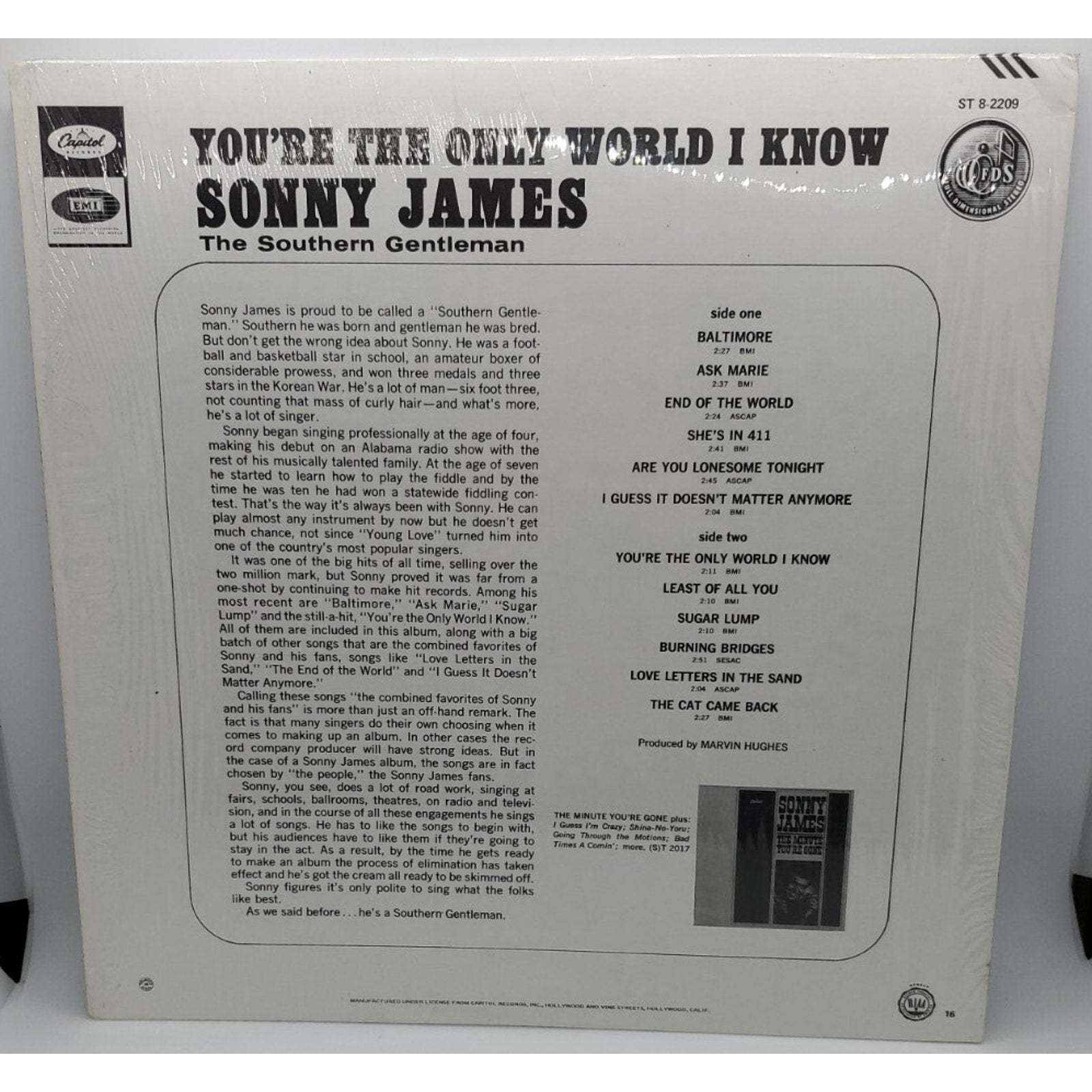 SONNY JAMES You're The Only World I Know 12" Vinyl Record Album LP Original