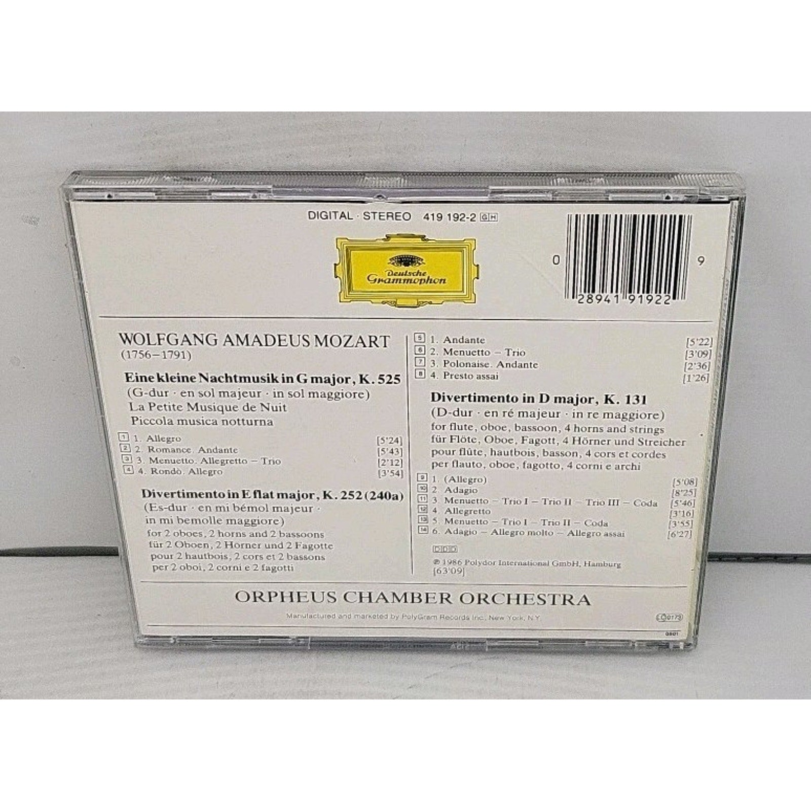 Mozart: Eine Kleine Nachtmusik by Orpheus Chamber Orchestra; (CD, 2007)