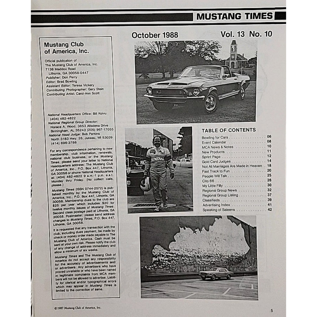 Mustang Times Magazine October 1988 Vol. 12 No. 10