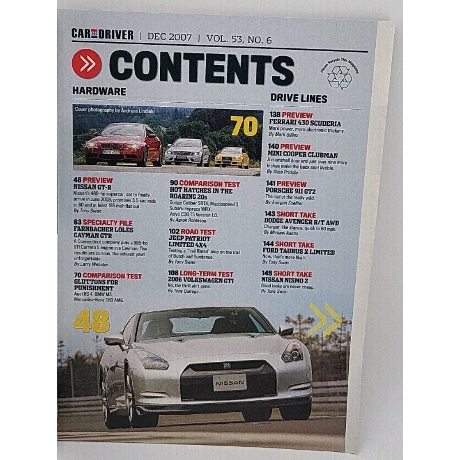 Car And Driver Magazine - December 2007 - Vol. 53 No. 6
