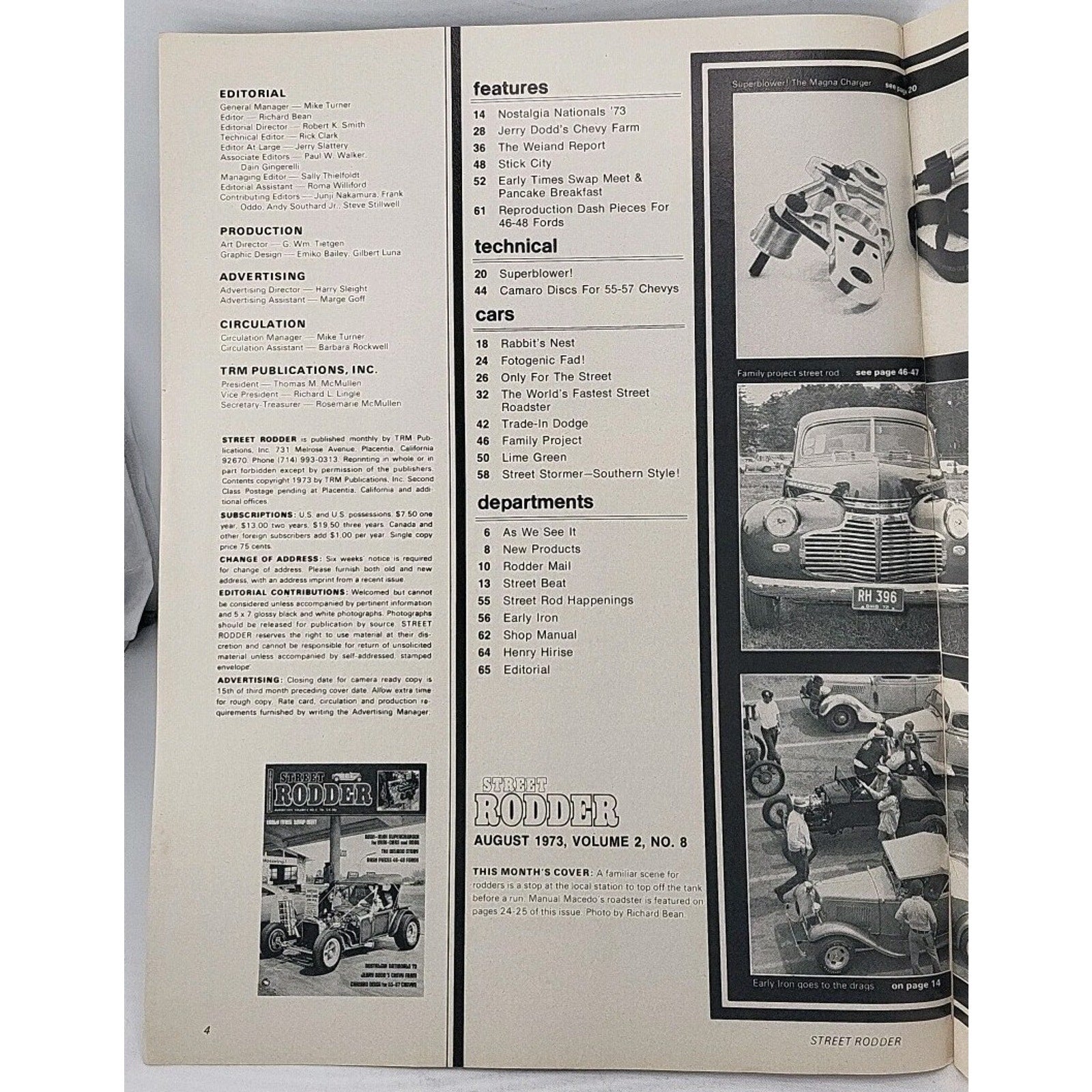 Street Rodder Magazine August 1973 Volume 2 No. 8