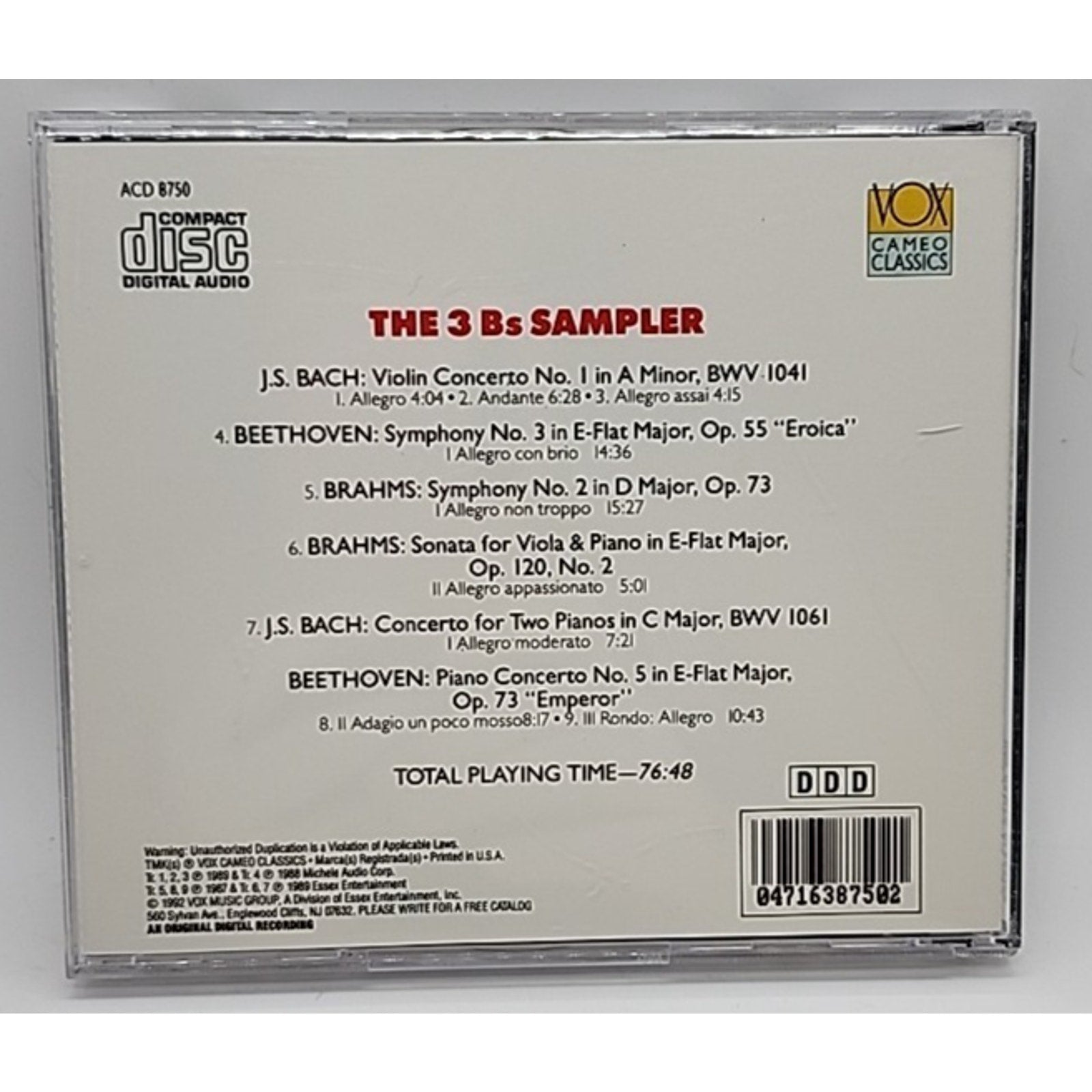 3 Bs SAMPLER (CD, 1992, Vox)