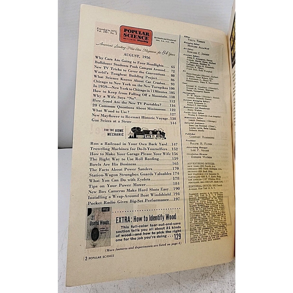 Popular Science Monthly - Mechanics Autos Home Improvements - August 1956