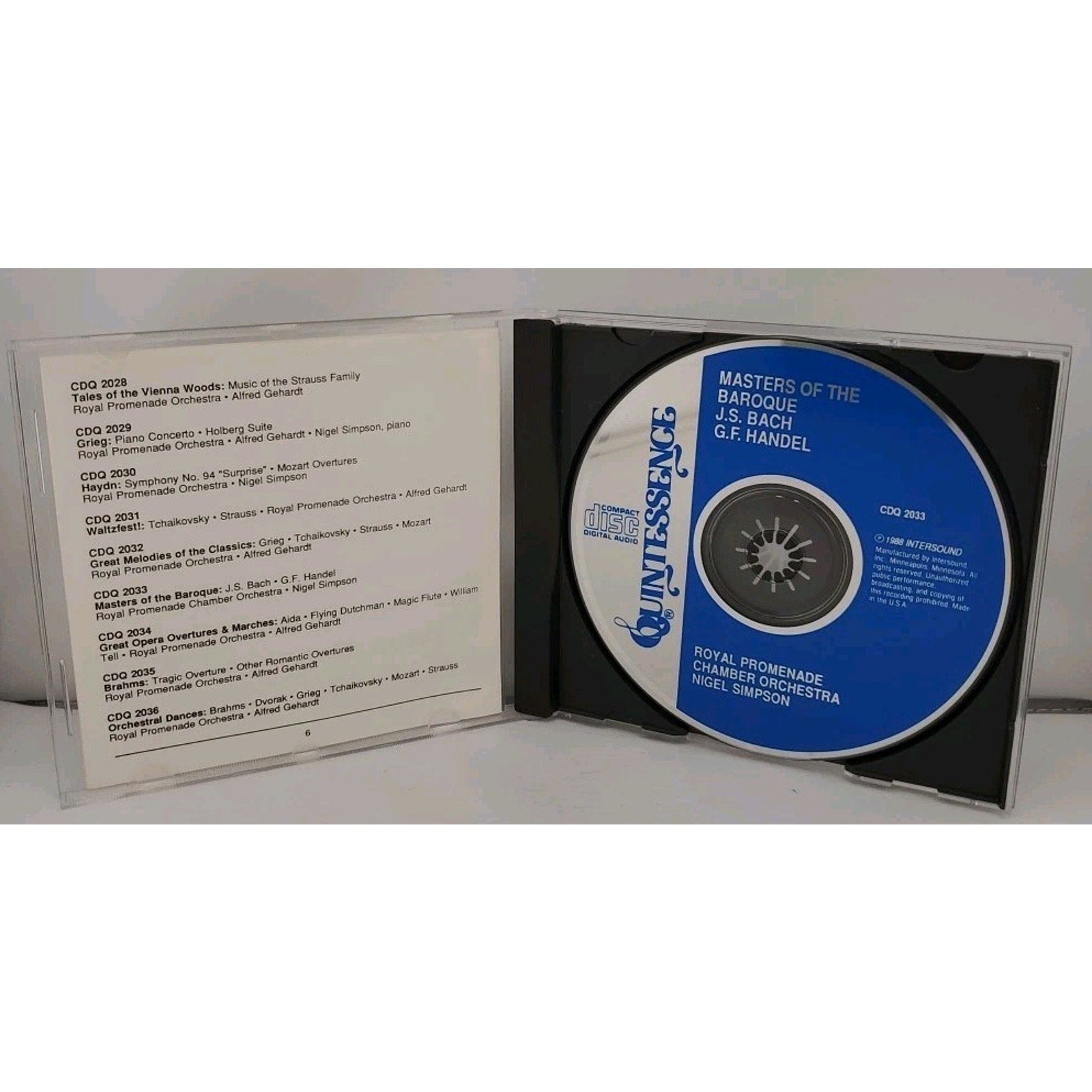 Masters of the Baroque Handel - Bach Royal Promenade Chamber Orchestra CD 1985