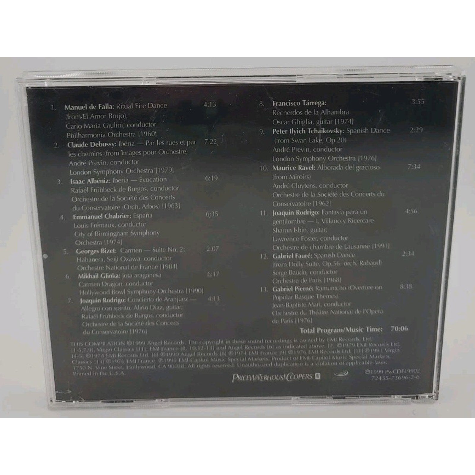 Price Waterhouse Coopers GHRS Collection CD la Falla Debussy Ibeniz 1999