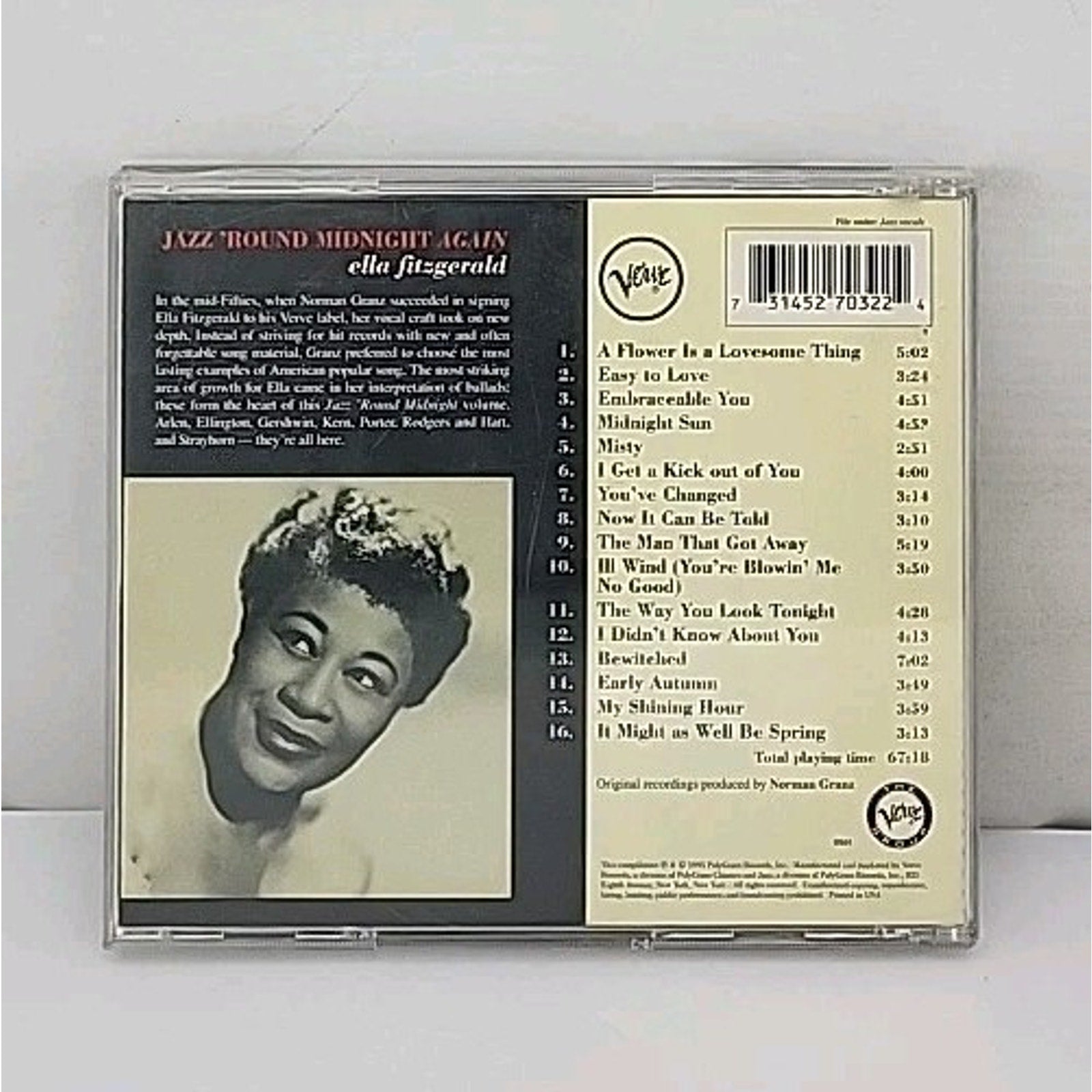 Jazz 'round Midnight Again by Ella Fitzgerald (CD, 1995)