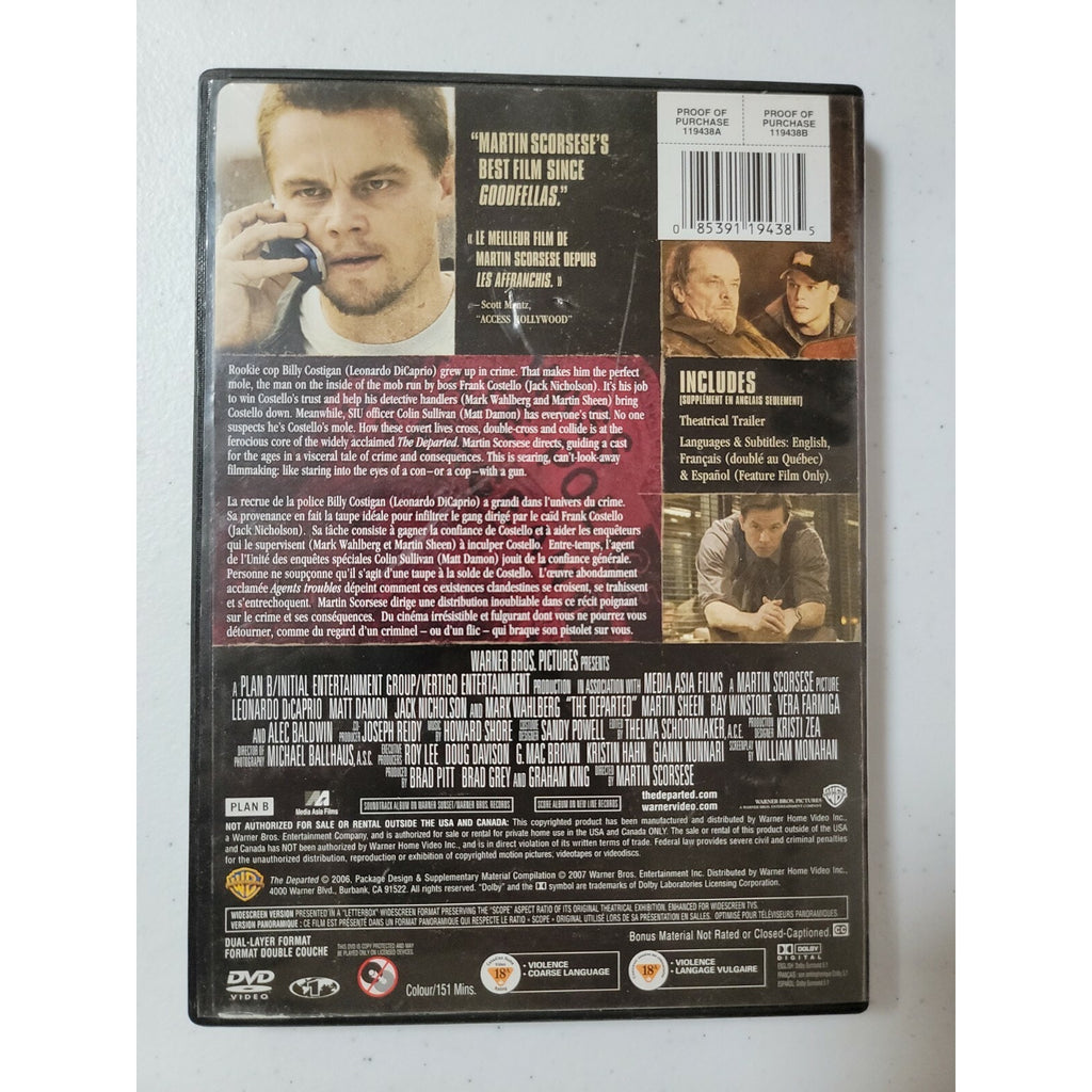 The Departed (DVD, 2006, Canadian)