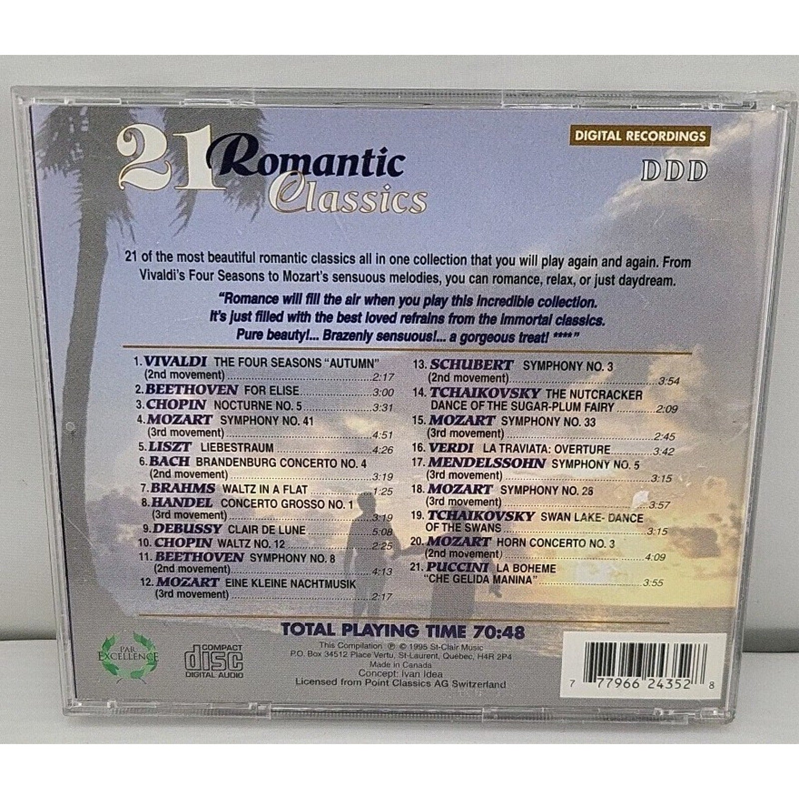21 Romantic Classics (CD, Feb-1996, St. Clair)