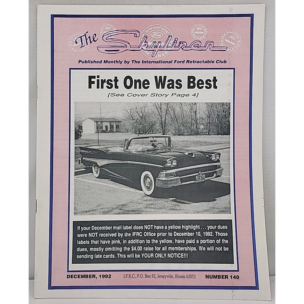 The Skyliner - International Retractable Club - December 1992 Number 140