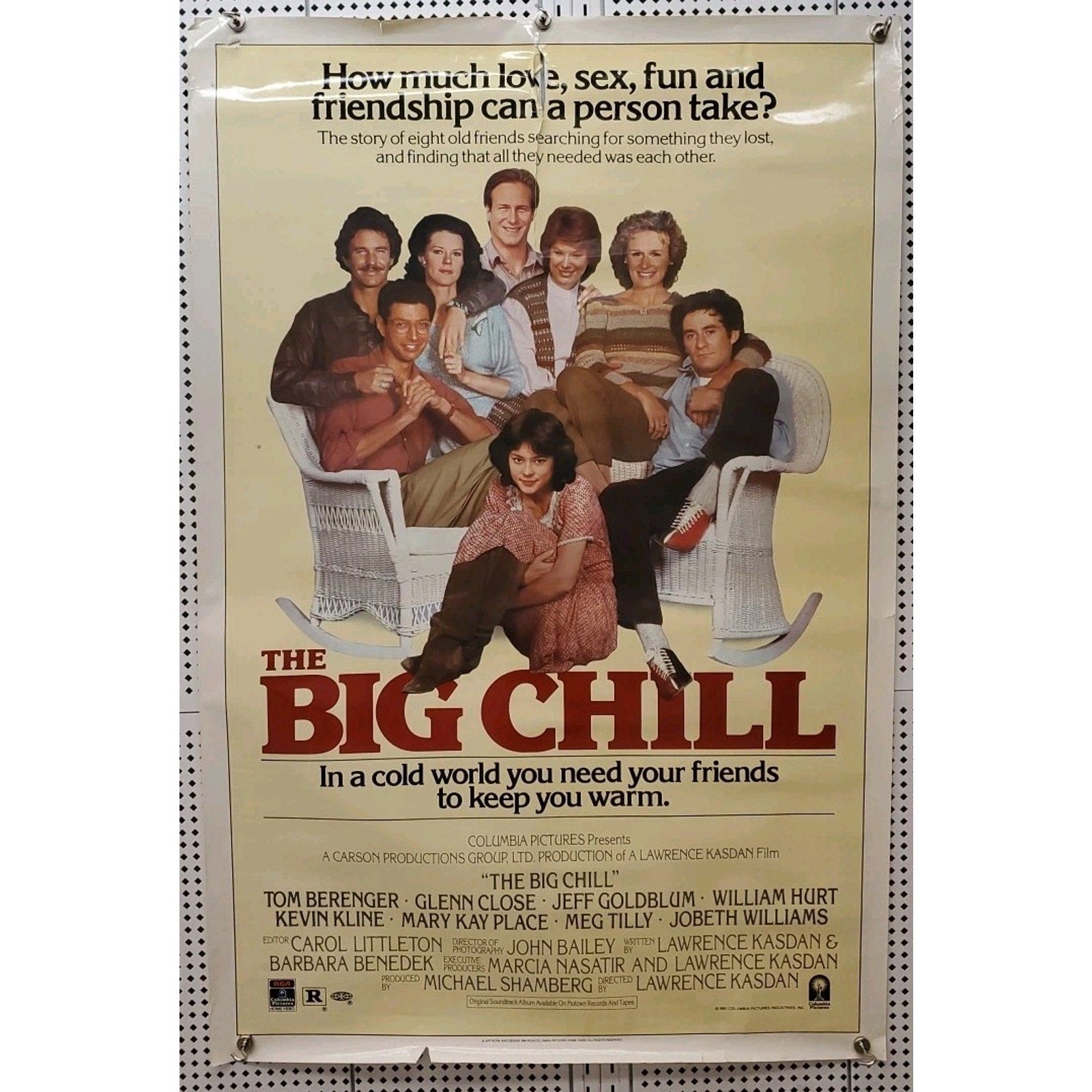 The Big Chill 1983 Movie Poster 27x41 Glenn Close Tom Berenger