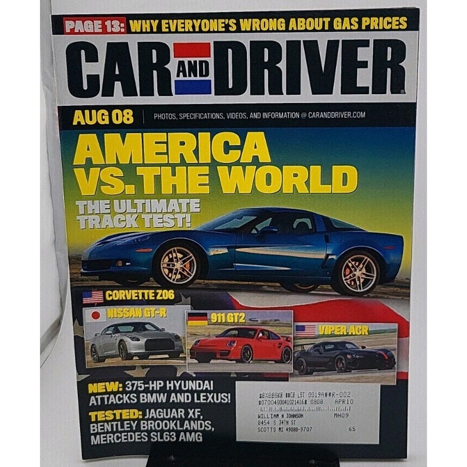 Car And Driver Magazine - August 2098 - Vol. 54 No. 2