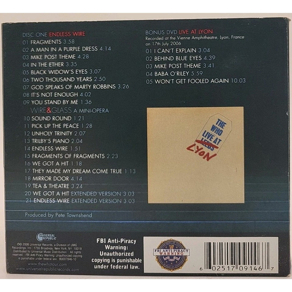 Endless Wire [Digipak] [Limited] by The Who (CD, Oct-2006, 2 Discs, Universal...