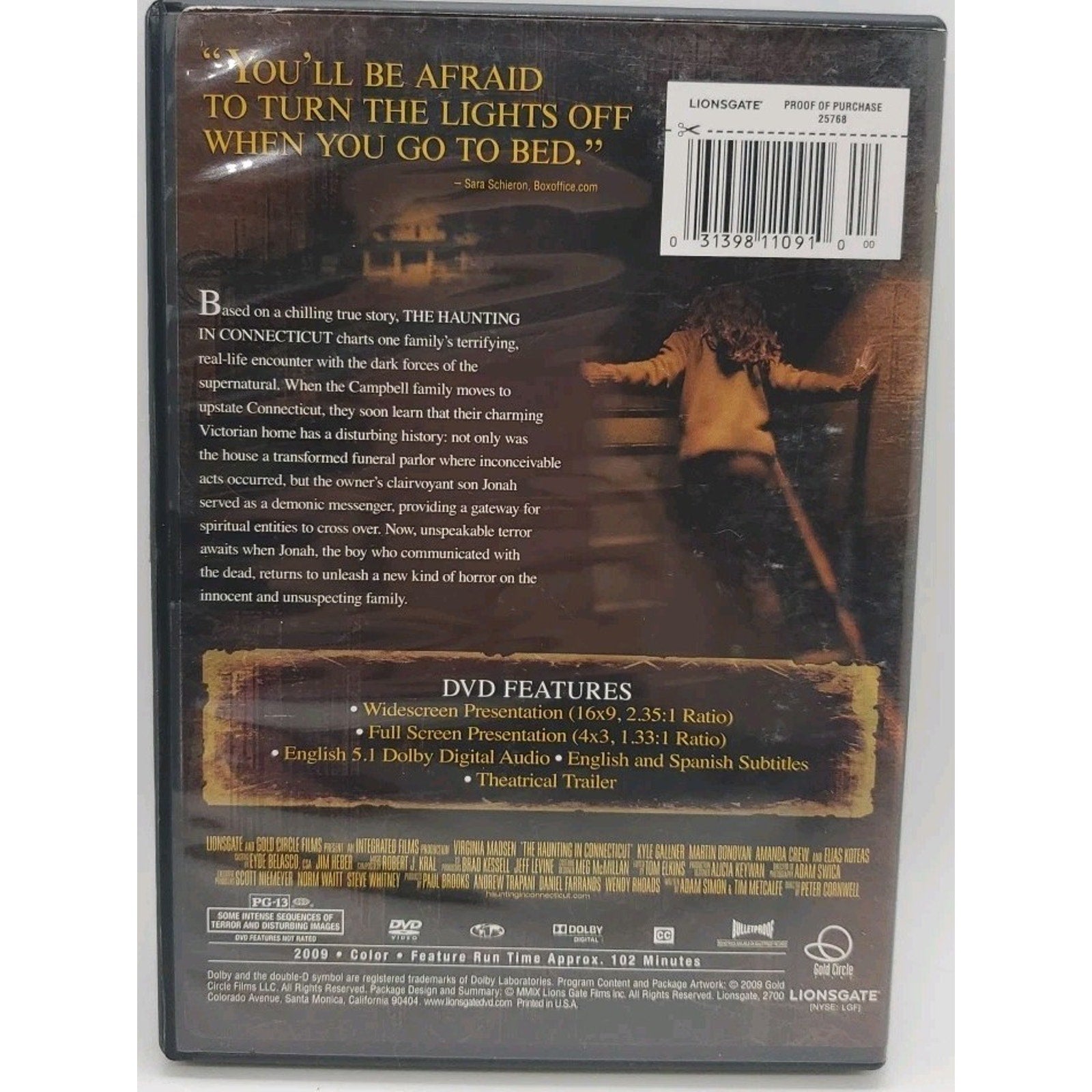 The Haunting In Connecticut (DVD, 2009 Fullscreen/Widescreen)