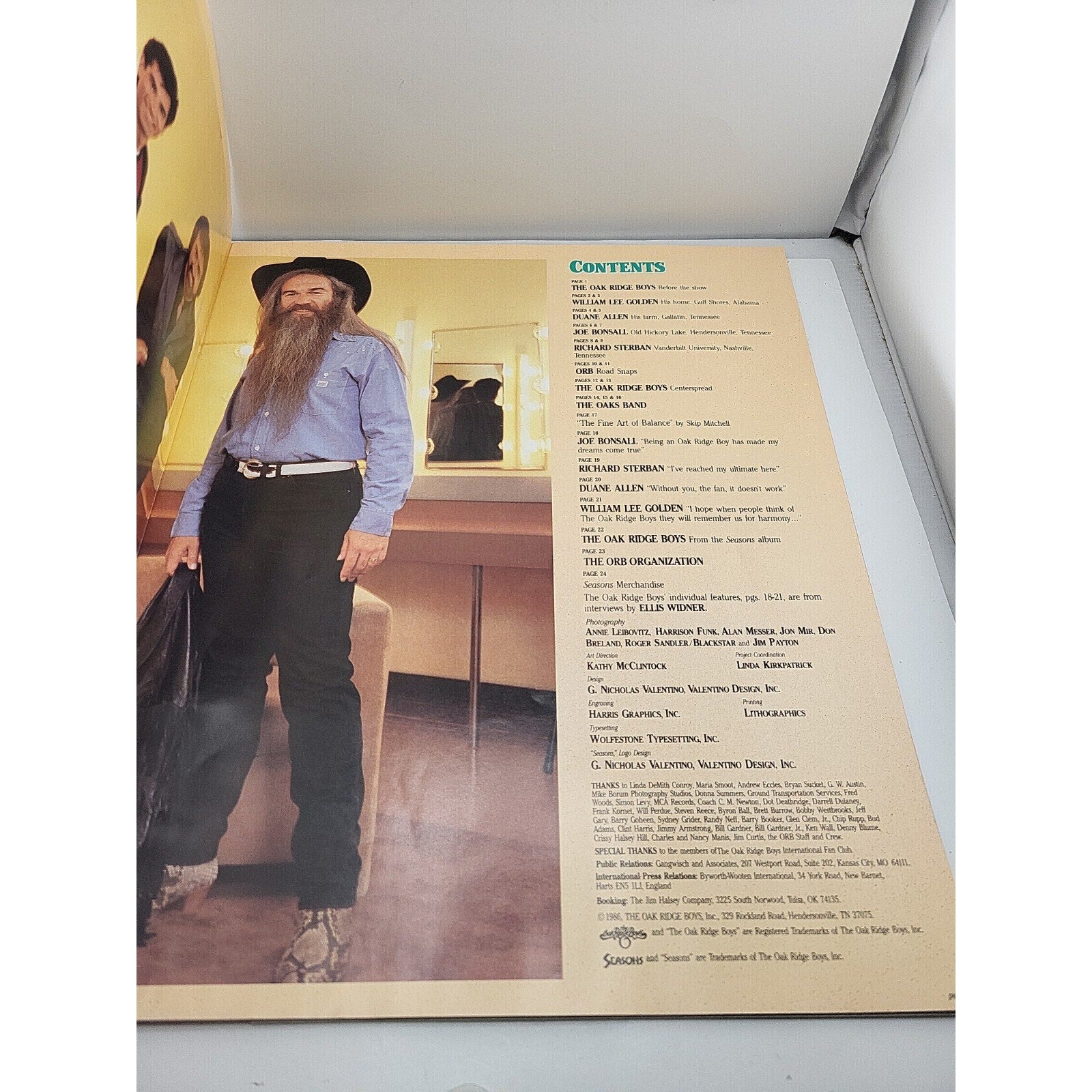 1986 Seasons Oak Ridge Boys Concert Tour Fan Book 13×11