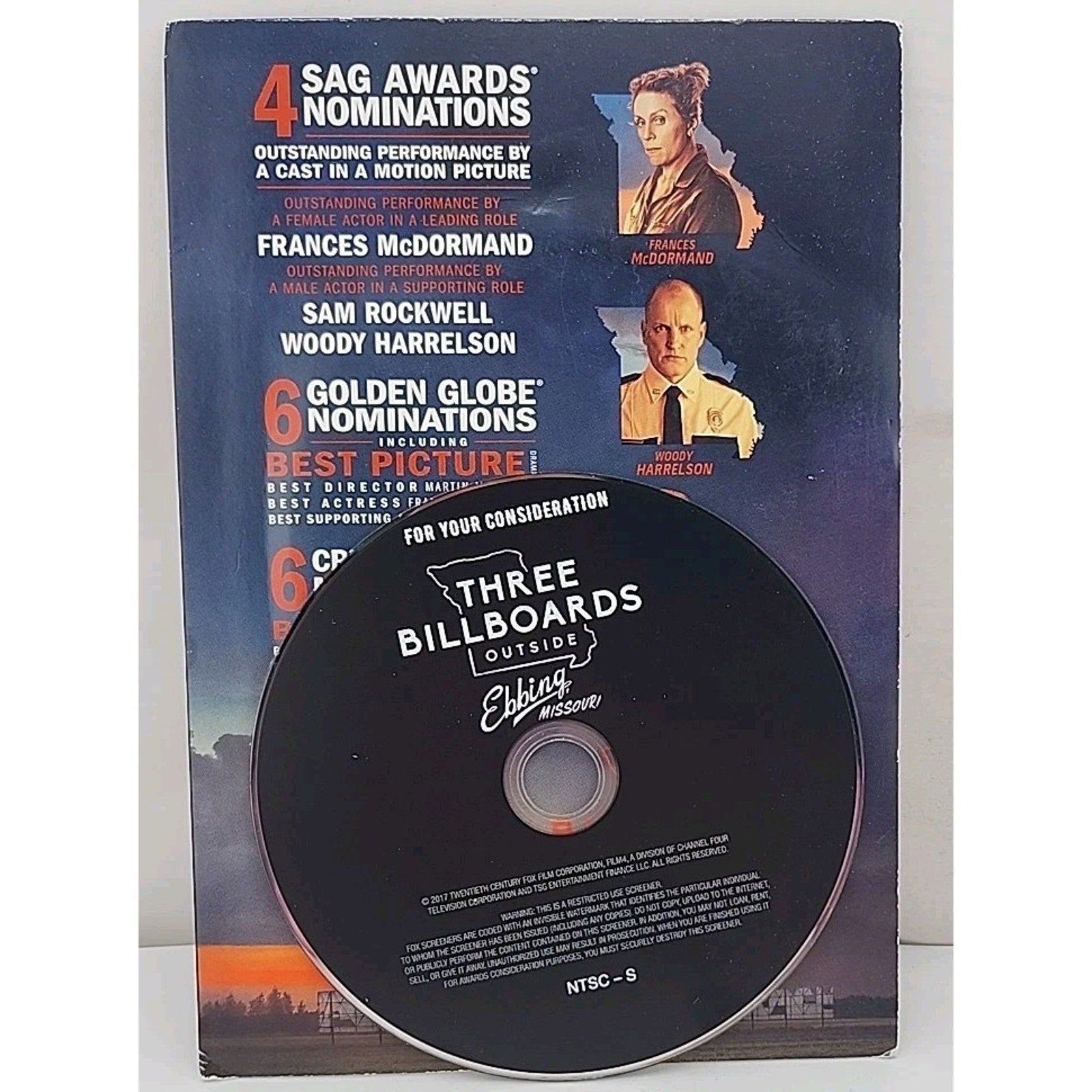 Three Billboards Outside Ebbing, Missouri FYC DVD Frances McDormand Sam Rockwell