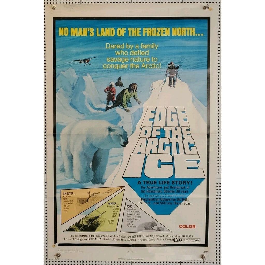 1972 Edge of the Arctic Ice 1 Sheet Movie Poste True Life Documentary 27x41