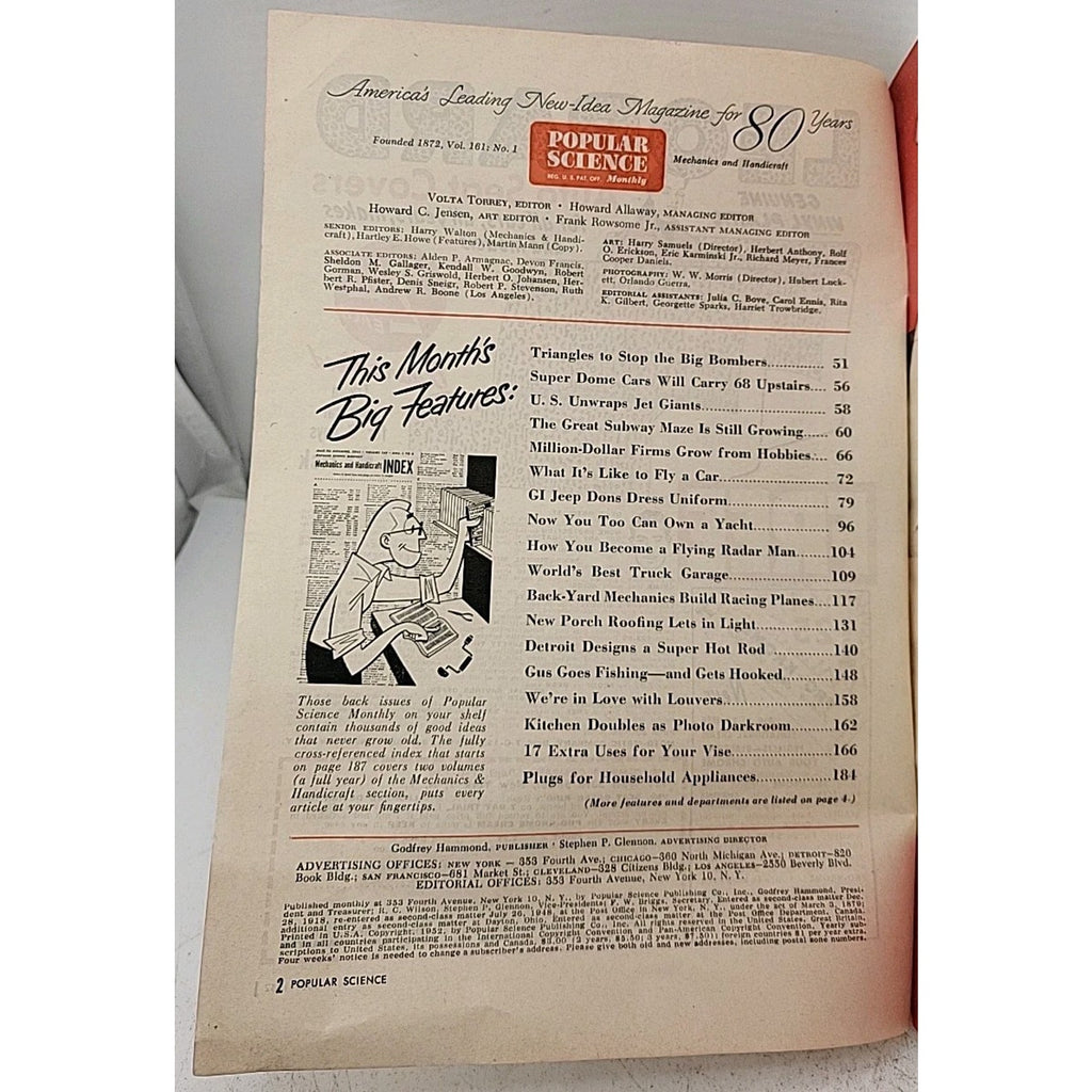 Popular Science Monthly Mechanics And Handicraft - July 1952 - Vol.161 No.1