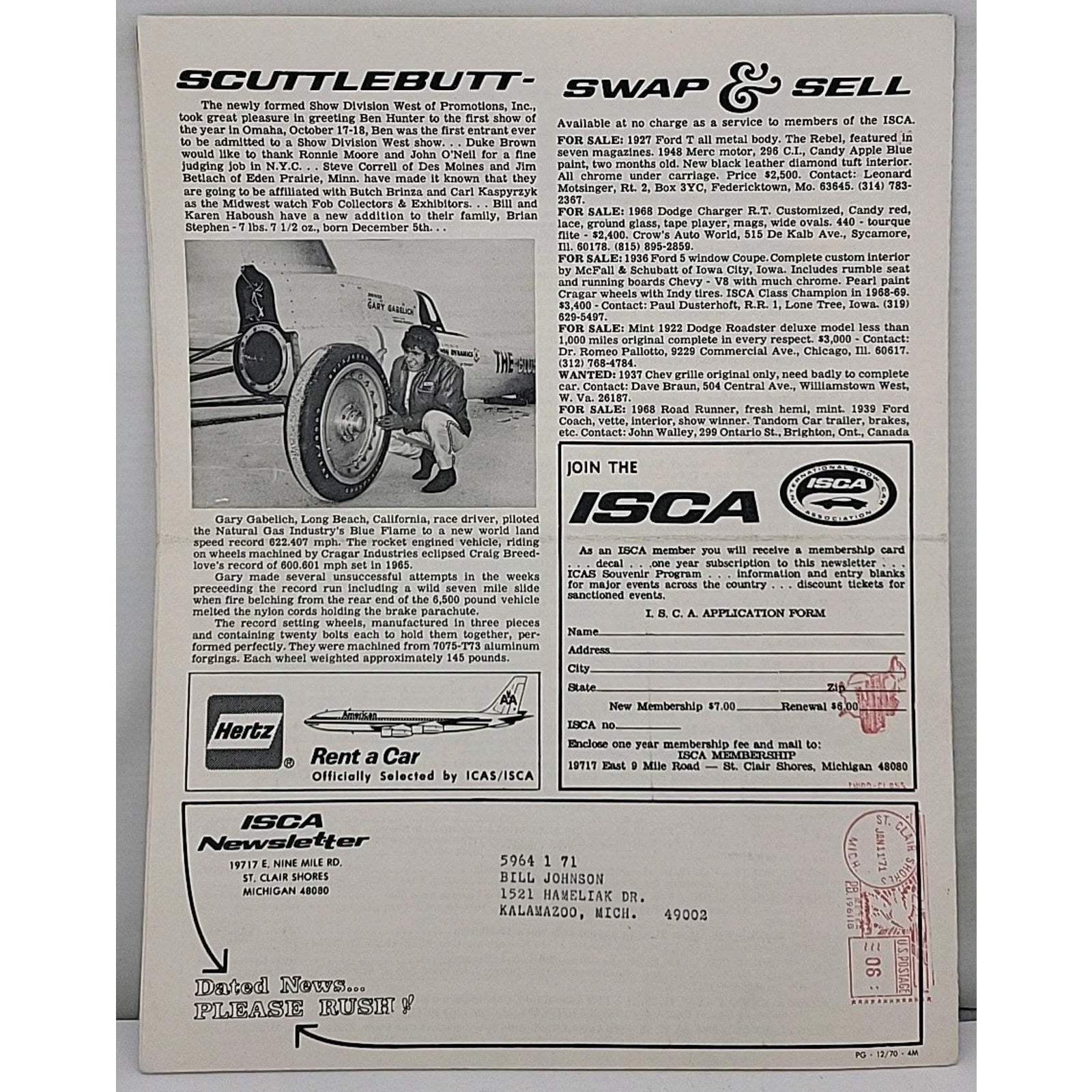 ISCA Newsletter January 1971 Volume XI Number 4