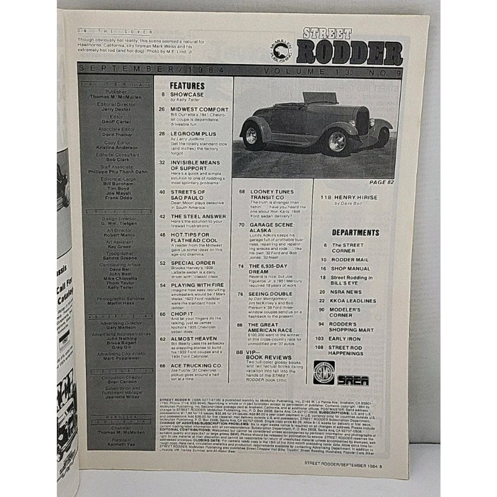 Street Rodder Magazine - September 1984 - Vol. 13 No. 9