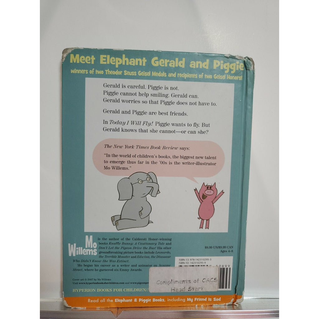 TODAY I WILL FLY! By Mo Willems 1st Edition Printing Hardcover Book Hyperion