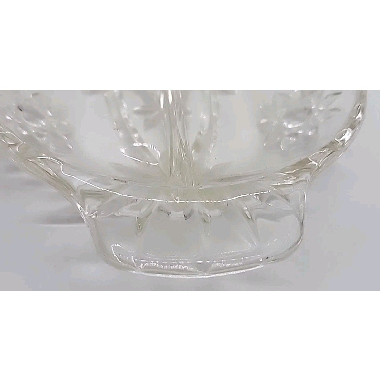Vintage Anchor Hocking Prescut Star David Handle 2 Part Relish Clear Glass Dish