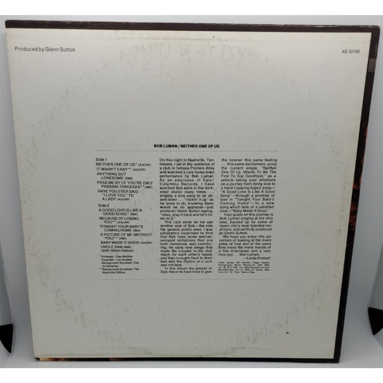 Bob Luman...."Neither One of Us" (Record)