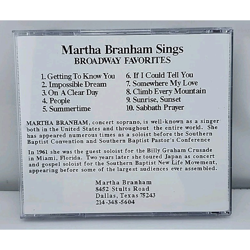 Martha Branham Sings Broadway Favorites (CD)