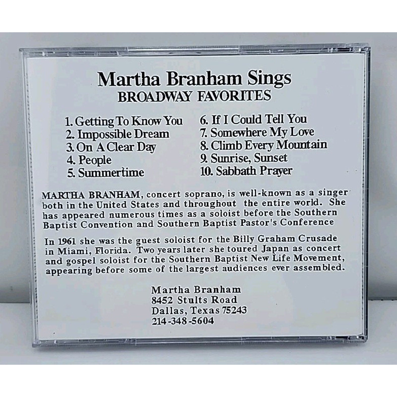 Martha Branham Sings Broadway Favorites (CD)