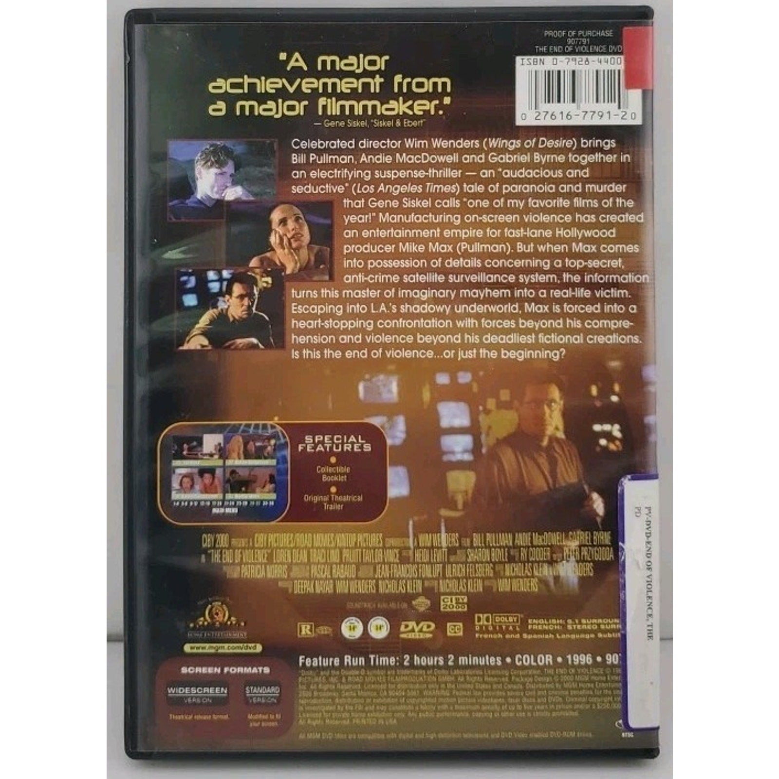 End of Violence (DVD, 1997)