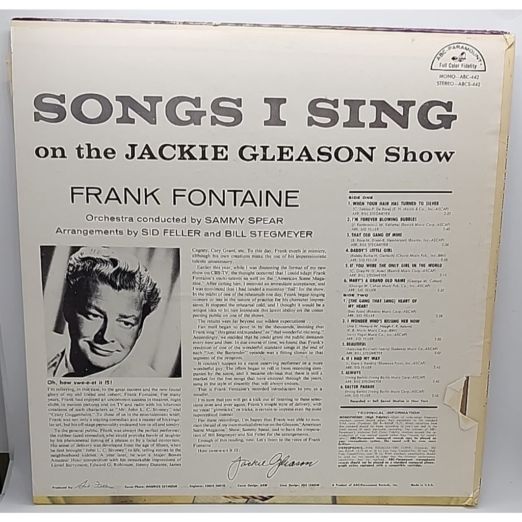 Frank Fontaine- Songs I Sing On The Jackie Gleason Show ABC 442 (Record)