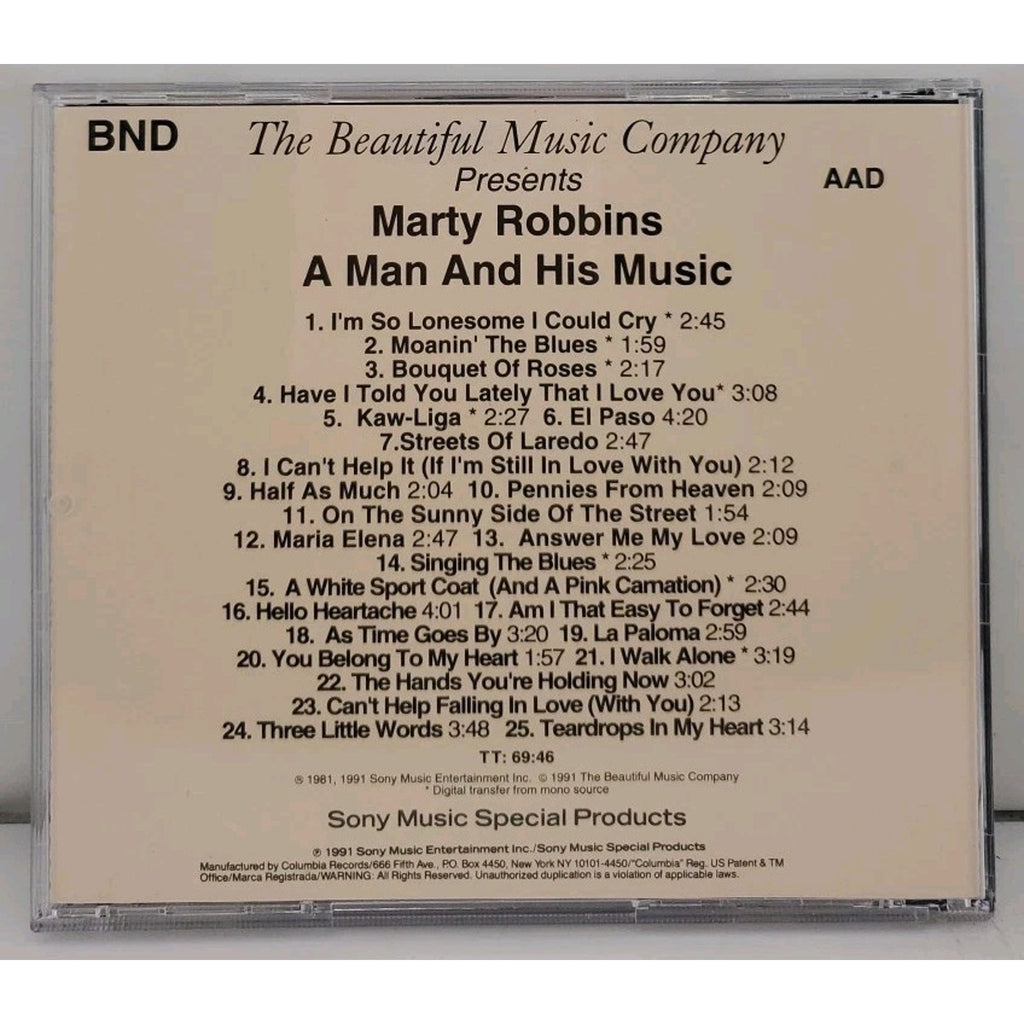 A Man and His Music! by Marty Robbins CD 1991
