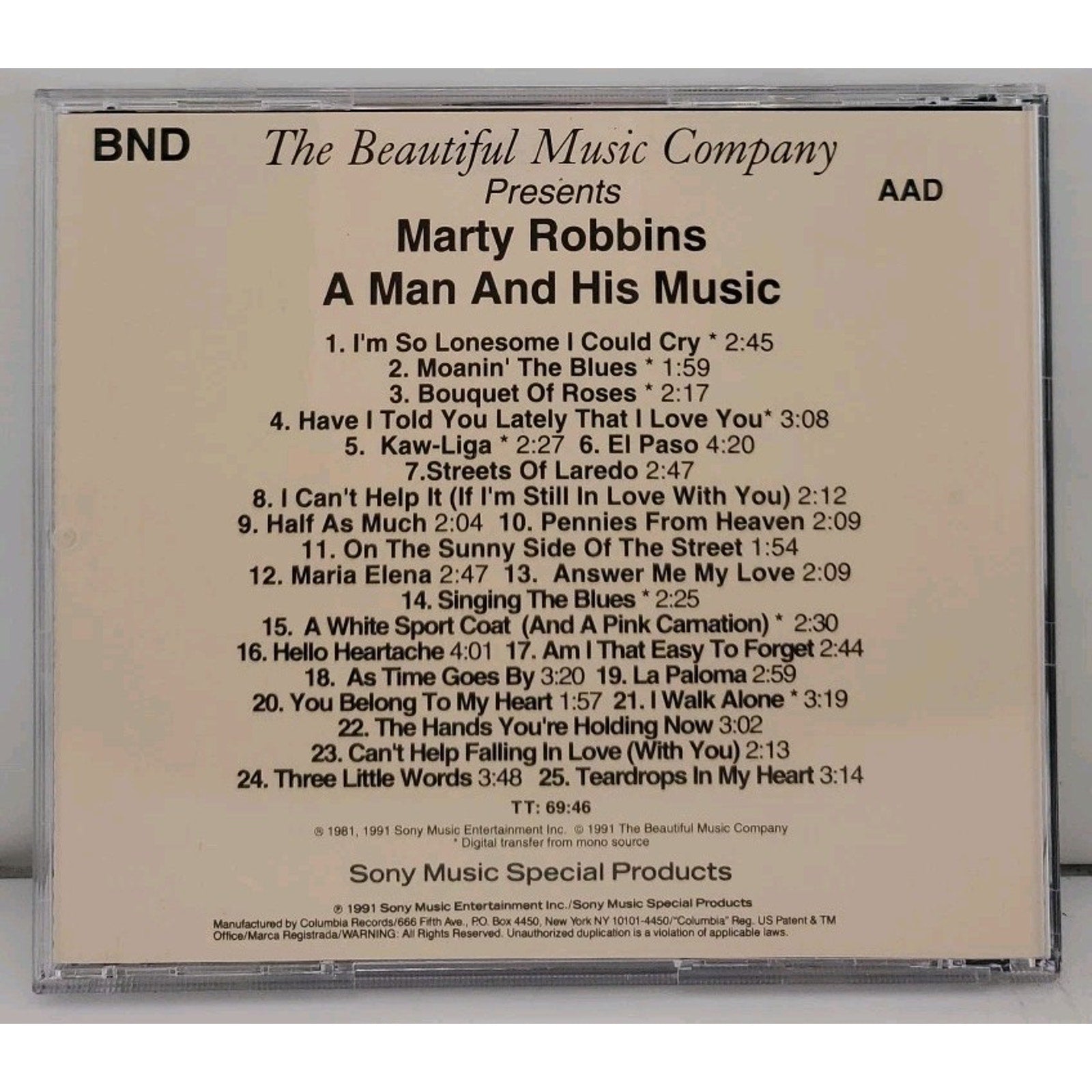 A Man and His Music! by Marty Robbins CD 1991