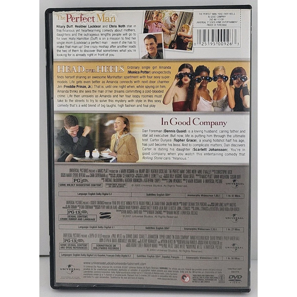 The Perfect Man/Head Over Heels/In Good Company (DVD, 2007, 2-Disc Set)