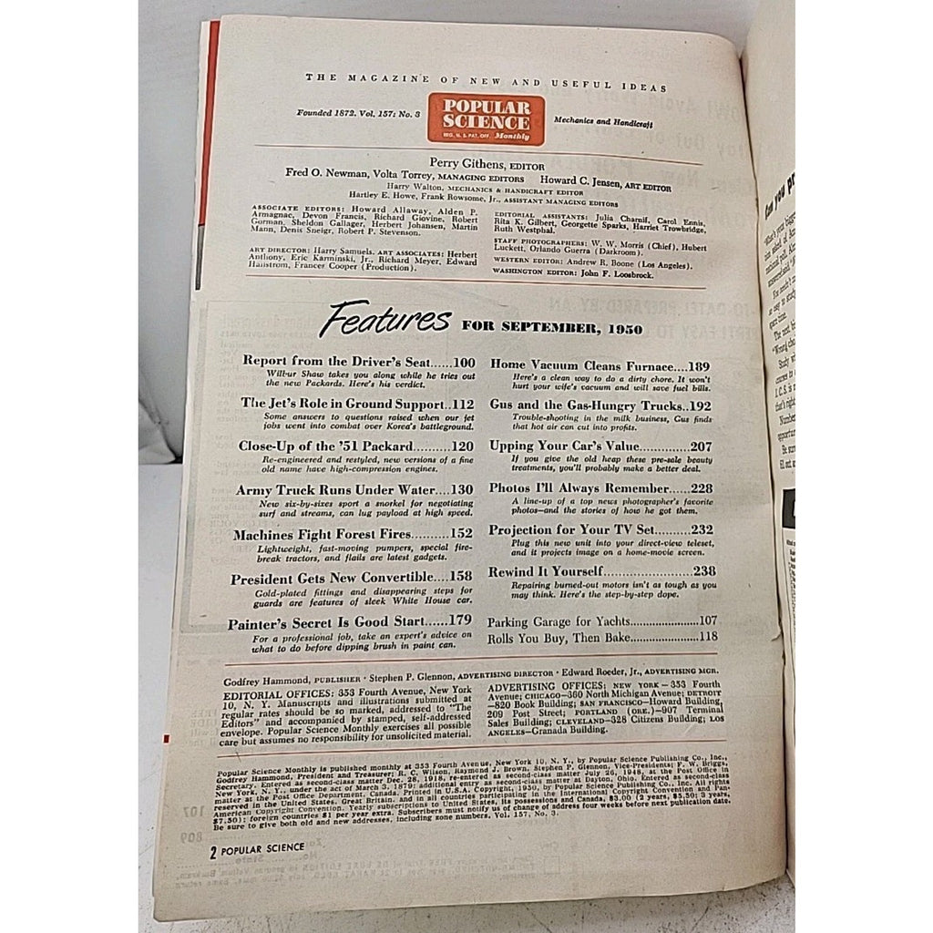 Popular Science Mechanics And Handicraft - September 1950 - Vol. 157 No. 3
