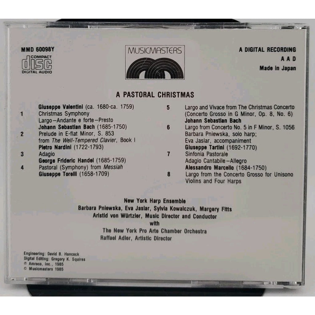 A Pastoral Christmas CD. MMD 60098Y New York Harp Ensemble Artists Von Wuttzler