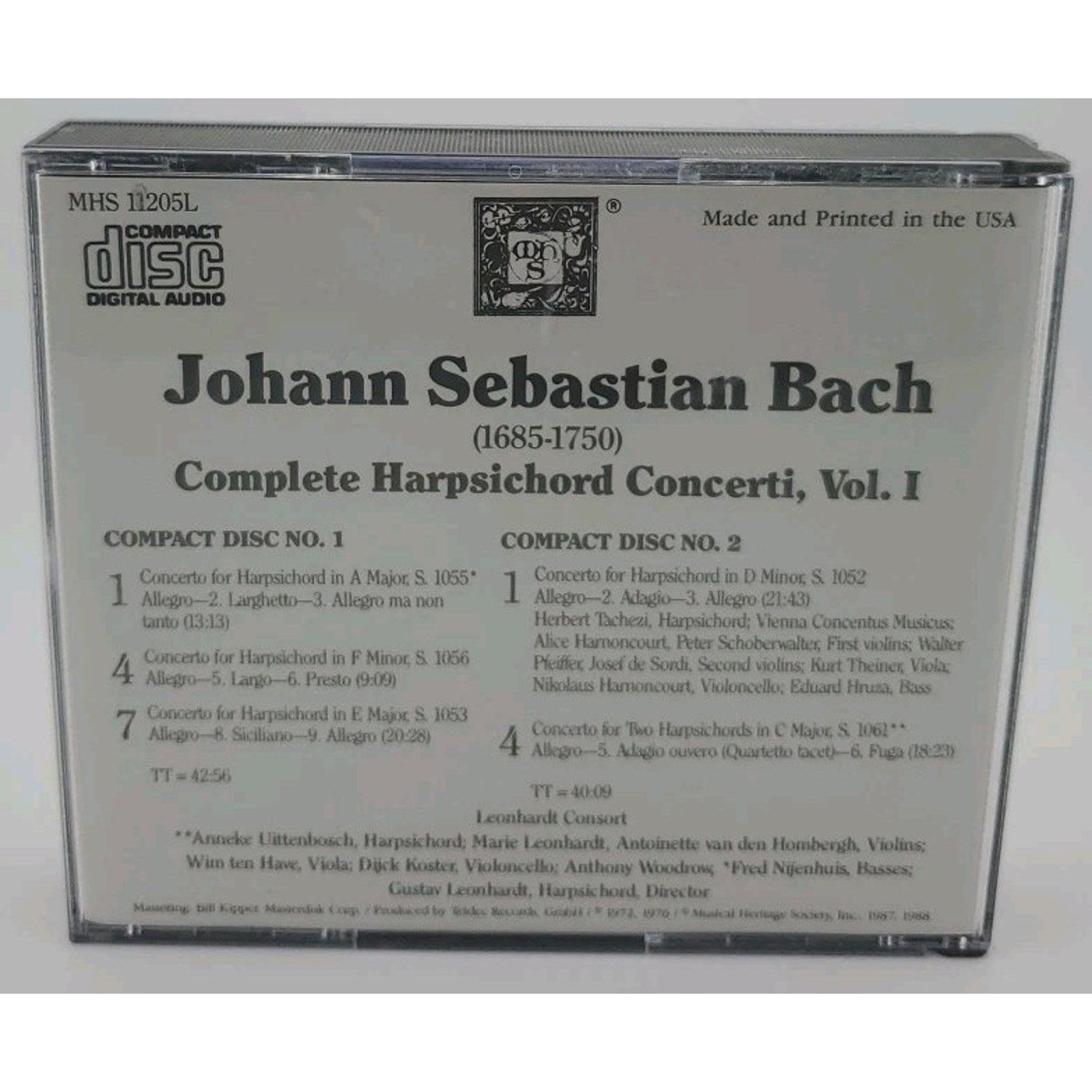 Johann Sebastian Bach Complete Harpsichord Concerti, Vol. I (CD)