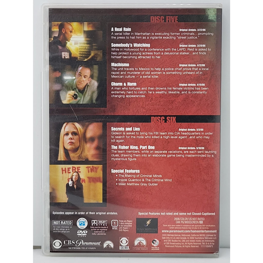 Criminal Minds: Season 1 (DVD, 2005) *Discs 5 & 6 Only*